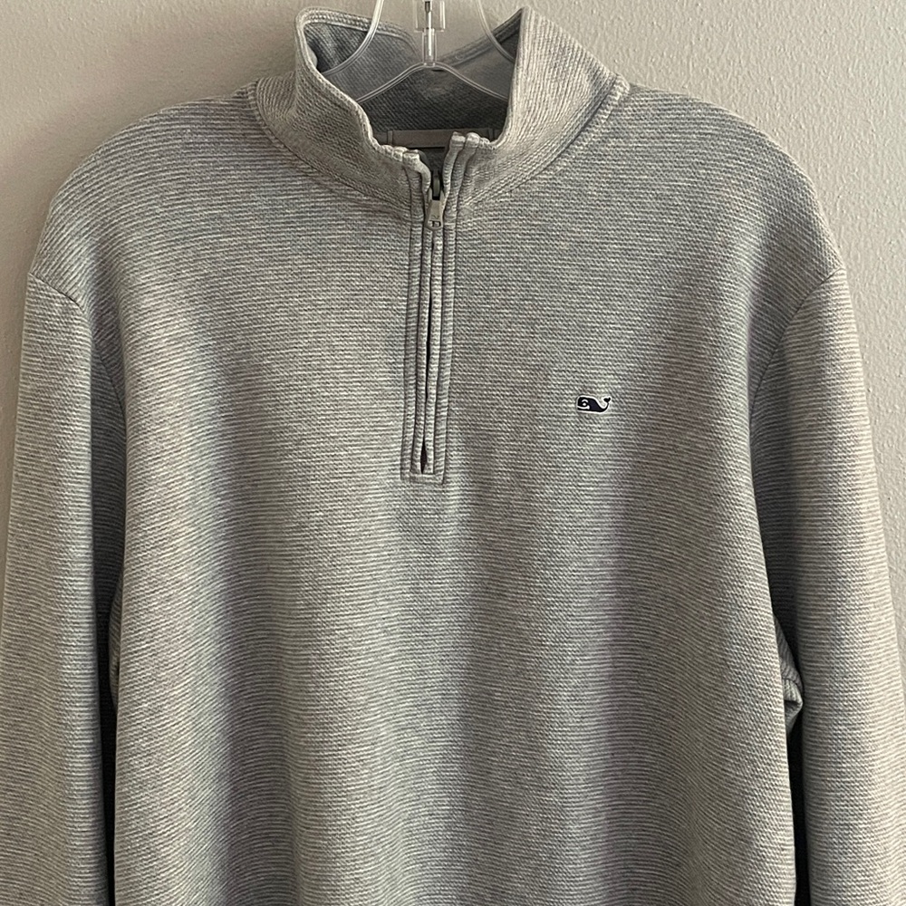 Vineyard Vines Performance Ribbed Gray Quarter Zip Pullover Sweatshirt Size L - Picture 2 of 11